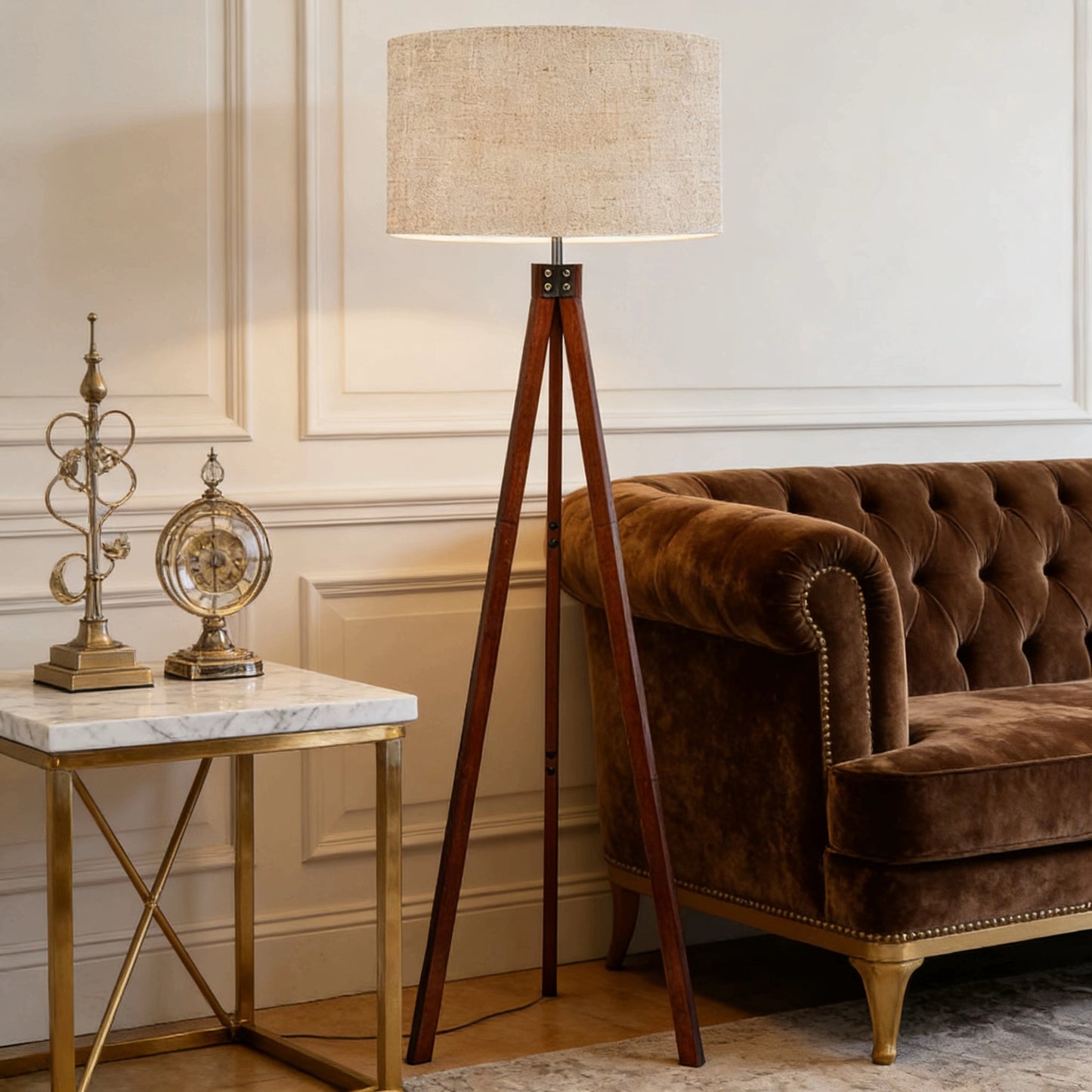 Tripod Linen Floor Lamp