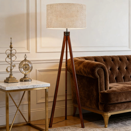 Tripod Linen Floor Lamp