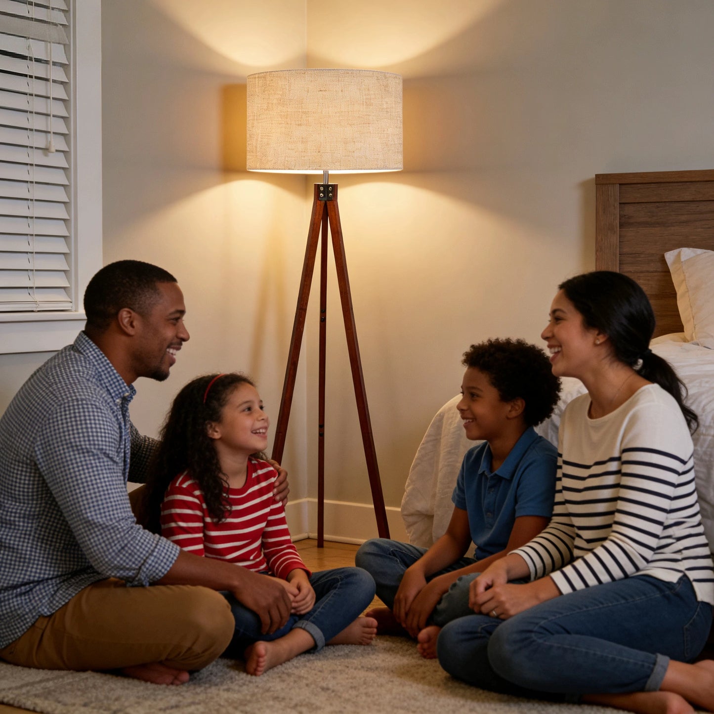 Tripod Linen Floor Lamp