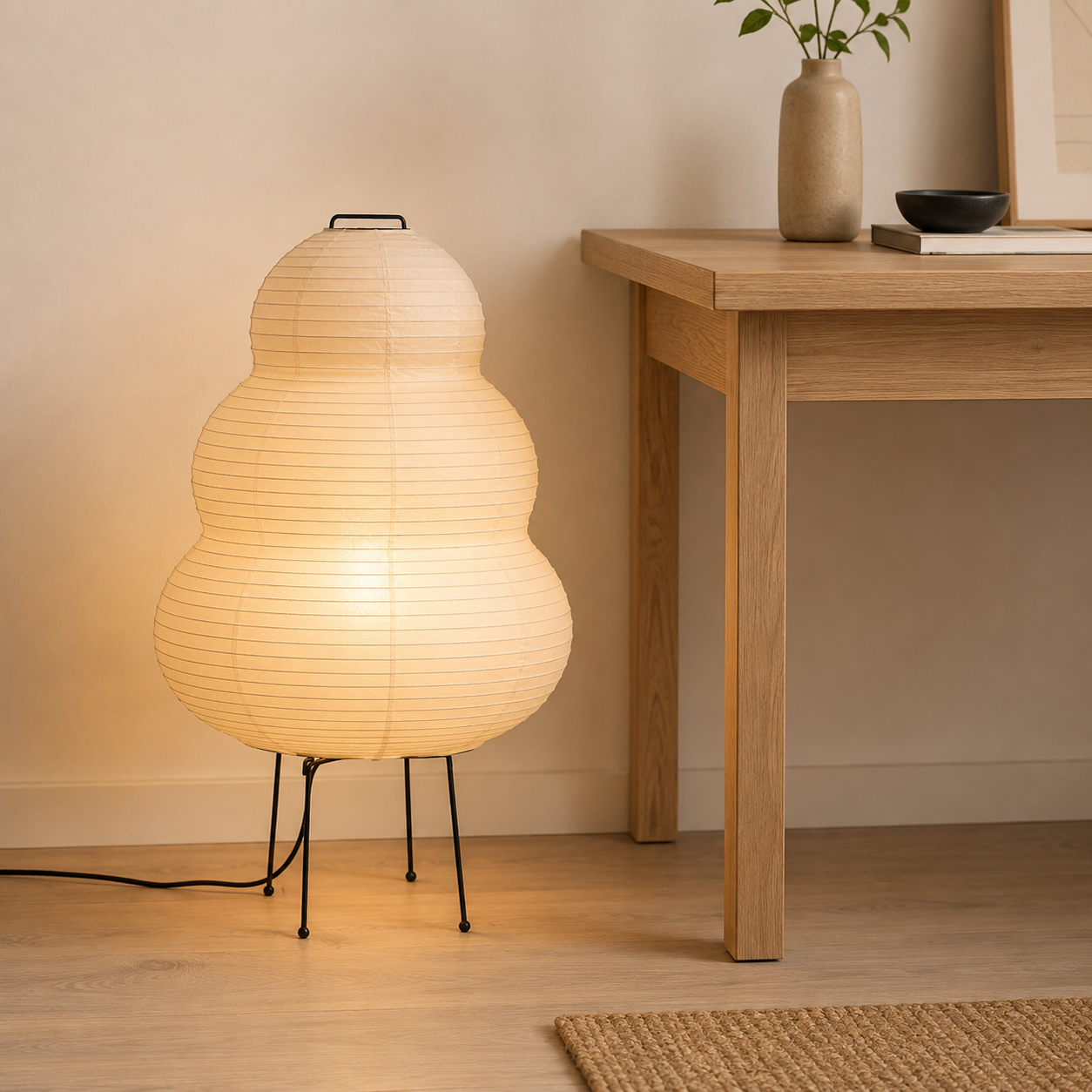 Japandi Paper Table Lamp