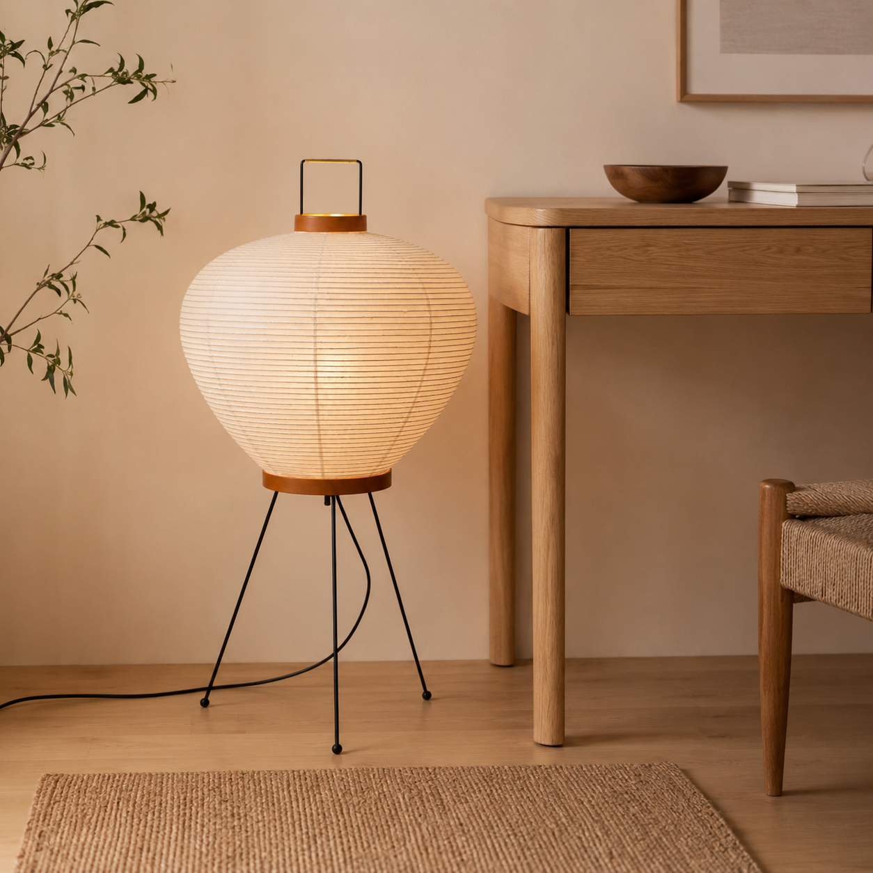 Japandi Paper Table Lamp