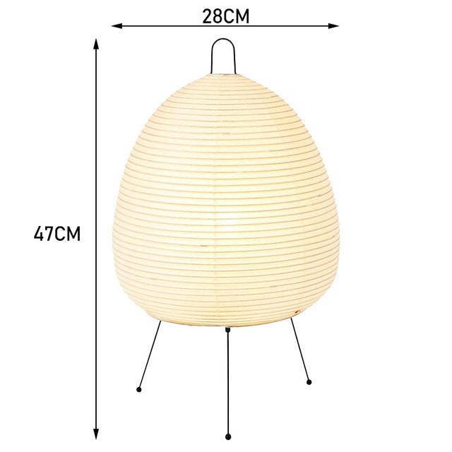 White lamp with dimensions indicated on a white background