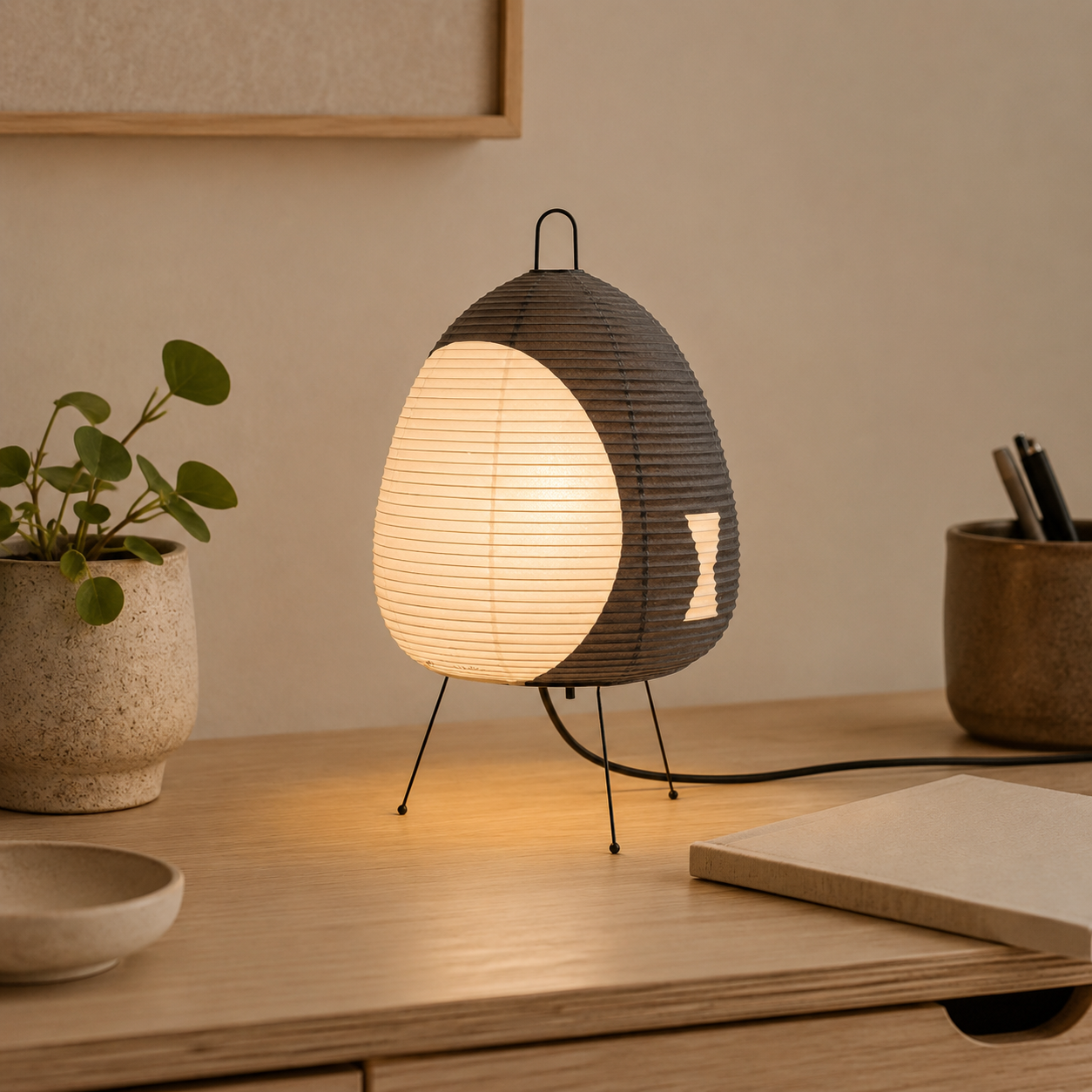 Japandi Paper Table Lamp
