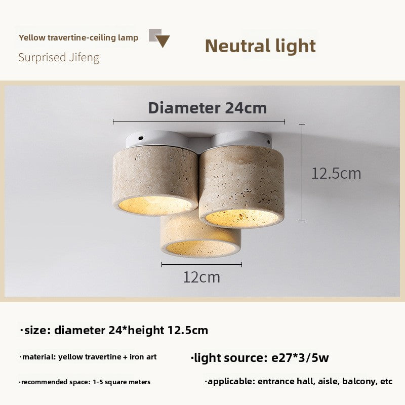Wabi-Sabi Yellow Travertine Ceiling Light