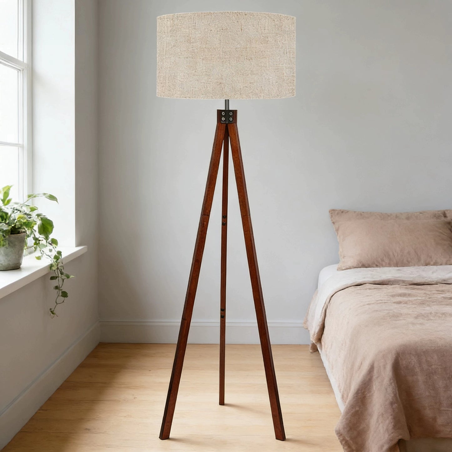 Tripod Linen Floor Lamp