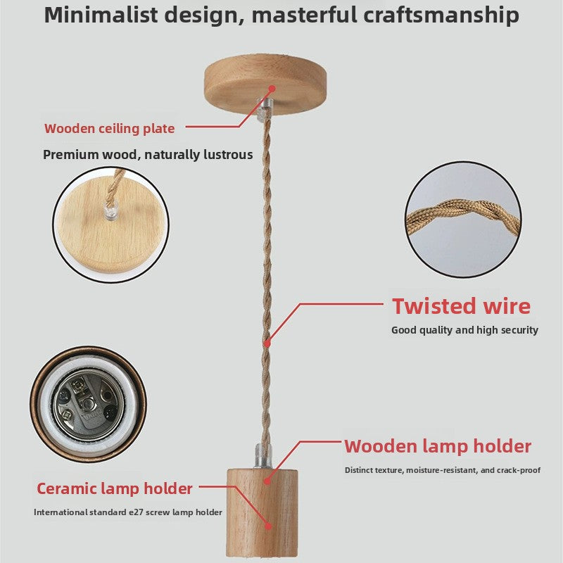 Wooden Retro Pendant Lamp Nordic Hanging Light