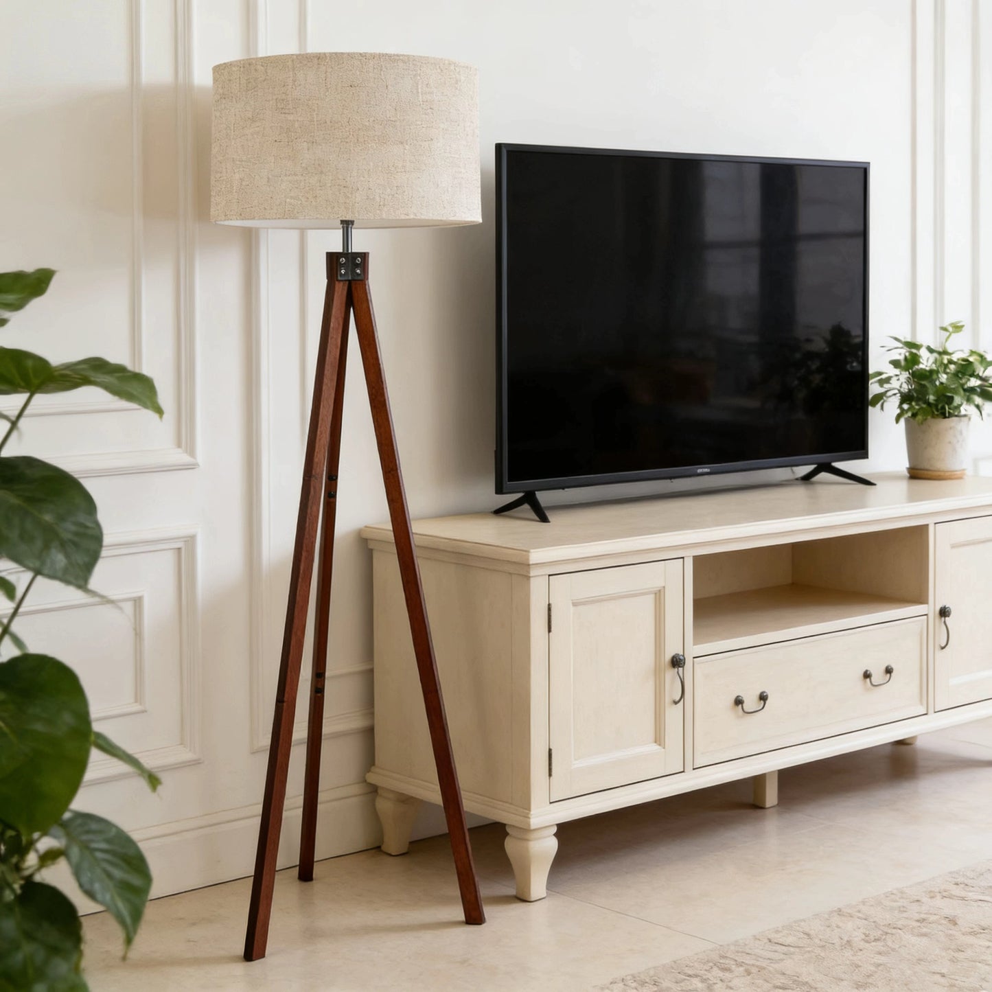 Tripod Linen Floor Lamp